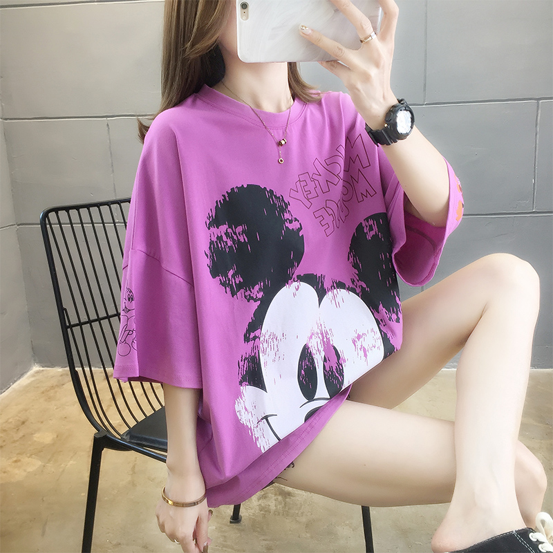 Actual photo 6535 cotton 2020 new Korean super hot Mickey short sleeve T-shirt women's loose large women's top