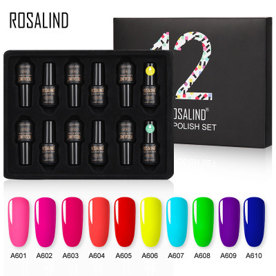ROSALIND fluorescent nail polish rubber package 12 bottles