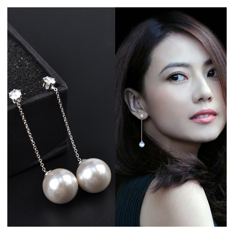 Takayuanyuan long pearl nightclub earrings earrings earrings Korean temperament simple earrings earrings