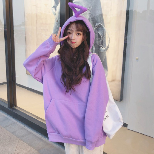 Antenna Baby Sanitary Clothes Female New Long Sleeve Korean Edition Loose Chao Autumn and Winter Coat Student Fur Thickening