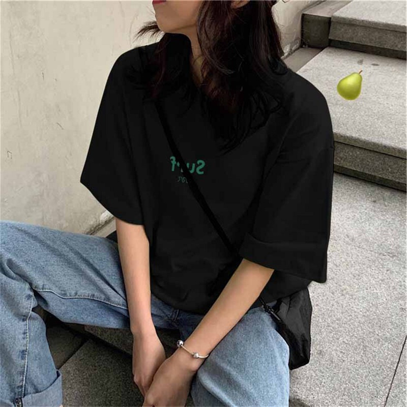 Short sleeve T-shirt women's new 2020 summer simple letter printing loose Korean women's fashion
