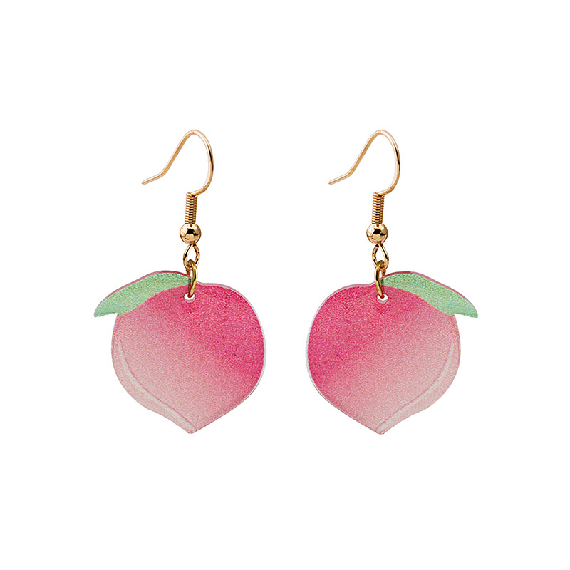 925 silver needle human honey peach Earrings net red sweet Japanese pink peach Earrings ins acrylic