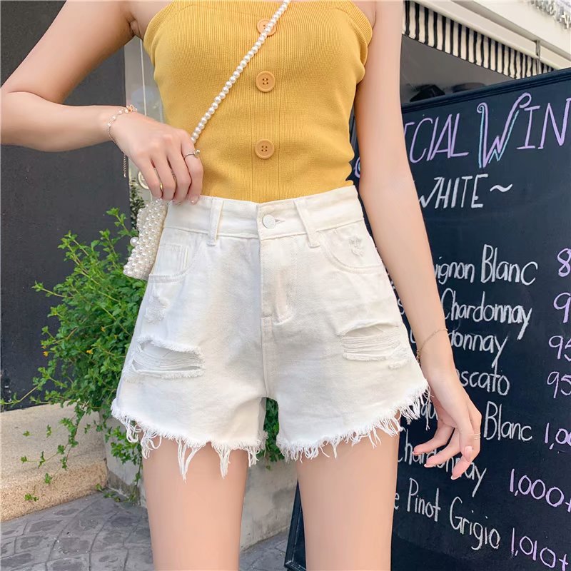 Real shot denim shorts women's new summer Korean version loose high waist show thin casual a-word pants trendy ins