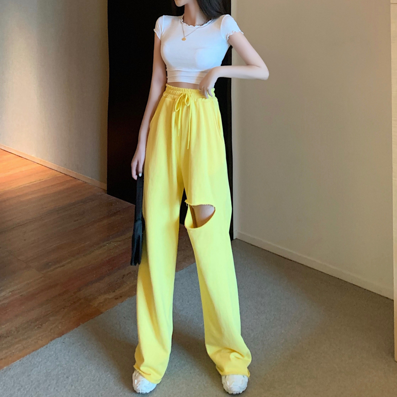 6535 fish scale high waist drop wide leg trousers loose straight leg floor dragging trousers female