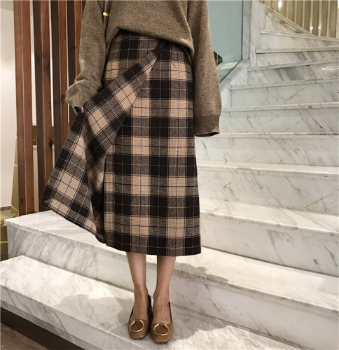 Quality Inspection ~Real Price Loose Chequered Half-length Skirt