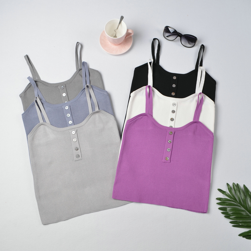 Real photo real price Korean button sleeveless knitting suspender vest for women to wear inside and outside