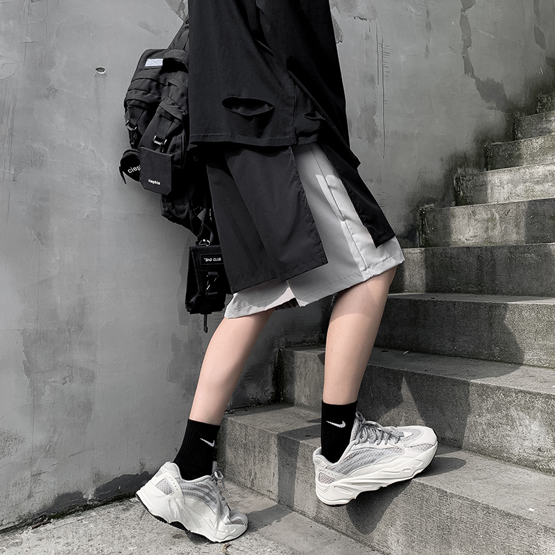 Summer new style fake two-piece shorts boys' ins fashion brand splicing loose casual pants youth handsome pants