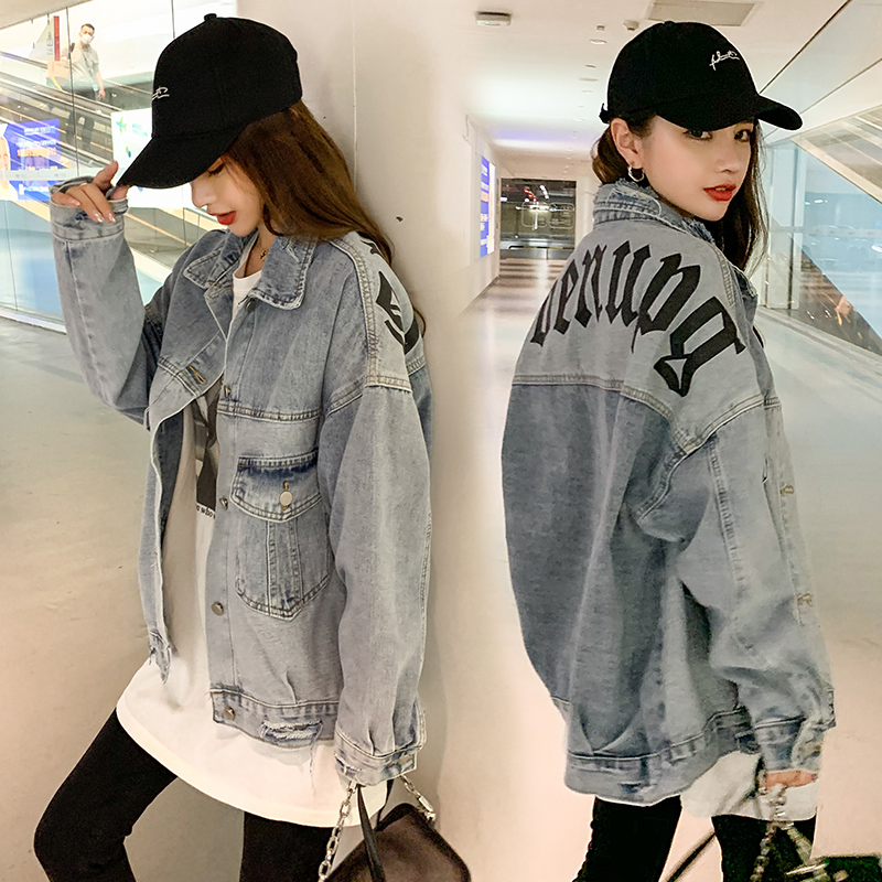 Autumn 2020 new denim jacket women's long and handsome BF style Korean version of loose ins