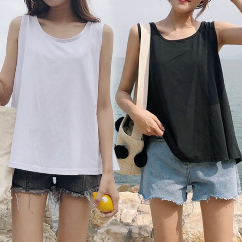Cotton like milk silk new loose sleeveless T-shirt for women in summer 2020