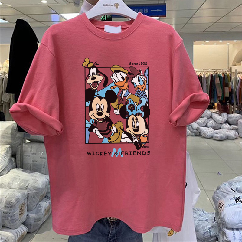 C254-c257 four 6-color official picture 100% combed cotton Mickey cotton short sleeve t-shirt female loose student