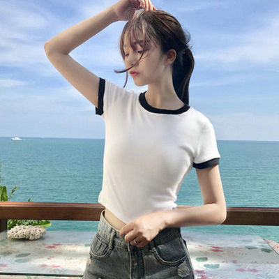 Short sleeve T-shirt women's summer new short Korean fashion student's mind tight show thin navel top