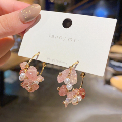 Real shot S925 silver needle Korean Earrings girl sweet Crystal Earrings temperament pearl earrings earrings earrings