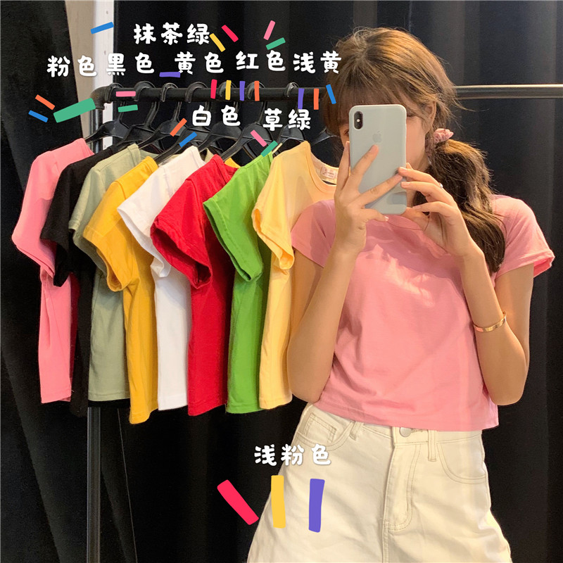 Ins super hot candy cotton short sleeve T-shirt for women (Korean version) 2020 summer 9 colors 4