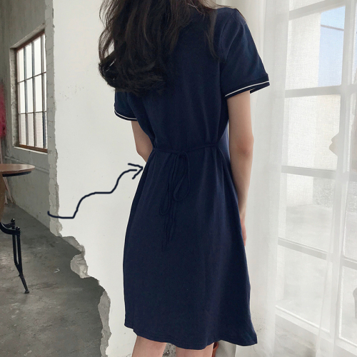 Real-time price control is no less than 35 concave figure back tie Polo show figure Dress 2 colors