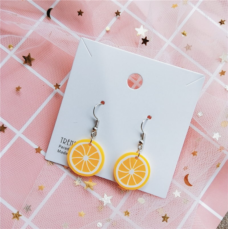 Small fresh lemon slice Earrings feminine temperament new ear-hole-free clip Korean simple personality Earrings