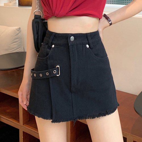 Real price ~ high waist, thin, woolen denim shorts, skirt, female