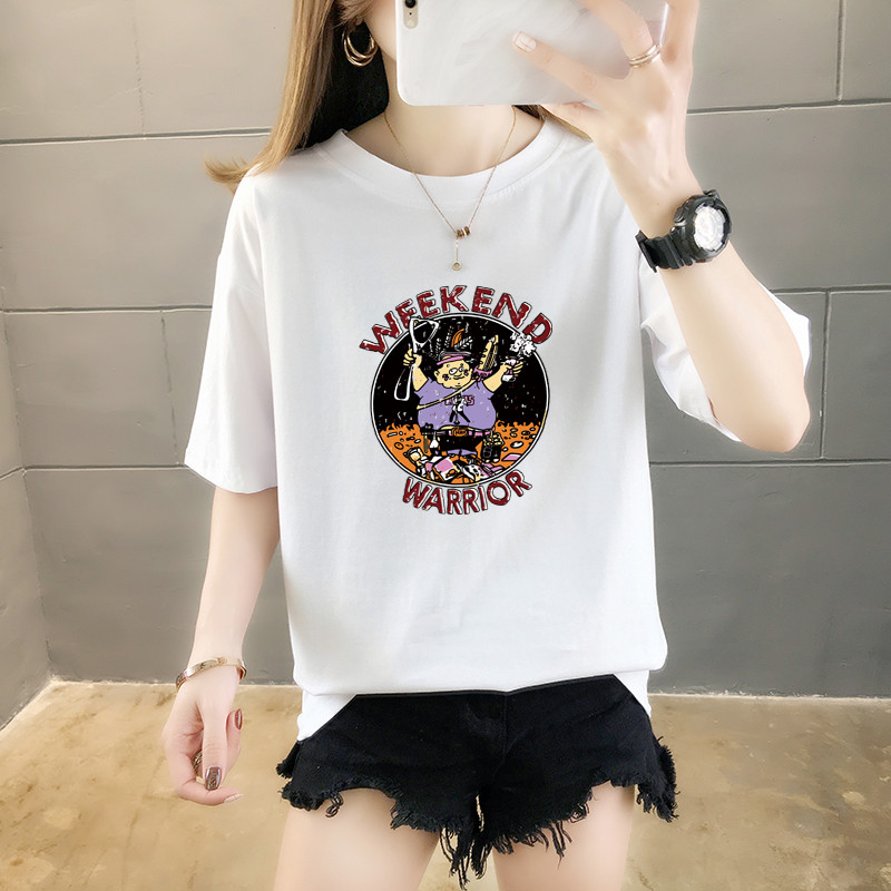 100% cotton 2020 spring summer new Hong Kong style cotton short sleeve T-shirt women's simple loose top