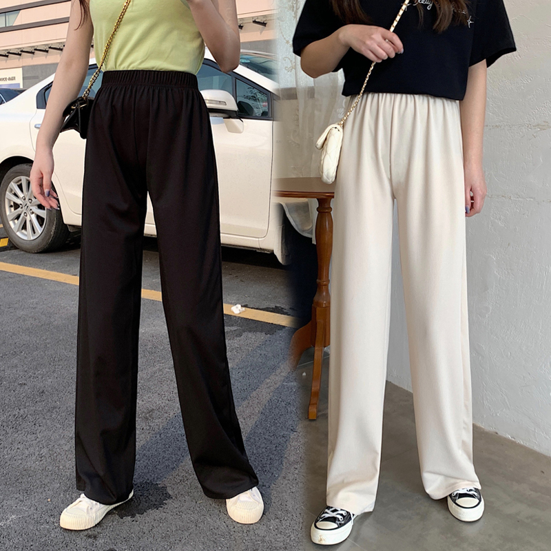 Real shot spring and summer wide leg pants women's summer high waist drop feeling loose and thin