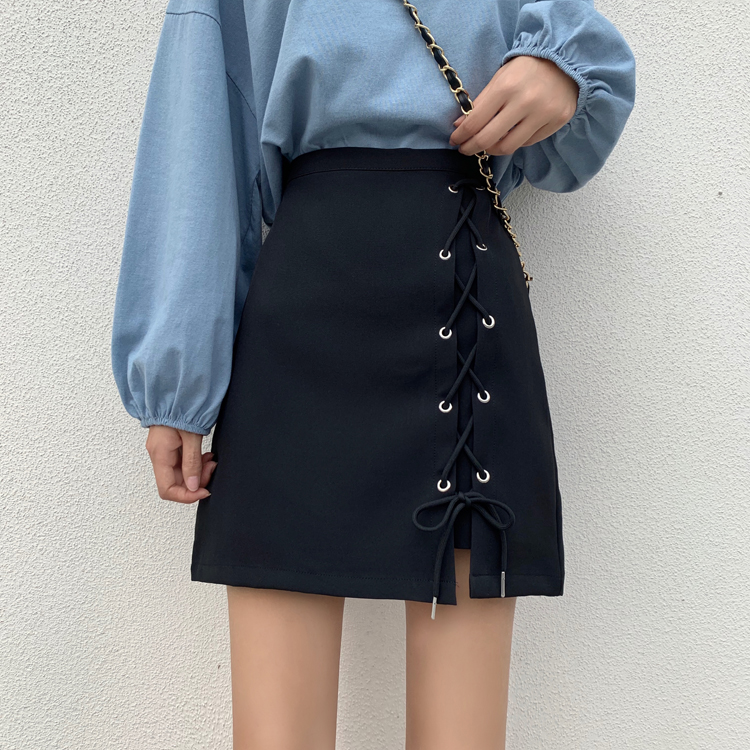 Short skirt/half-length skirt with high waist and small A skirt in pure color and thin A-shaped skirt