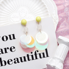 Silver needle, net red, shiny candy, dazzling color, sequins, long earrings, temperament fairy, Korean versatile Tassel Earrings