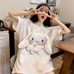 Real picture 6535 short sleeve cartoon three dimensional jade guigou T-shirt women's Korean version of INS super fire clothes