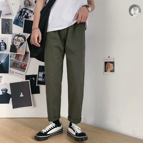 Summer work pants men's Korean version loose straight pants with a variety of Hong Kong style students' casual pants ins super fire 9-point pants