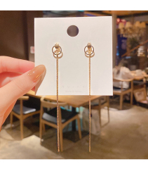 Korean East Gate personality small circle Earrings women's 925 silver needle long tassel temperament jewelry