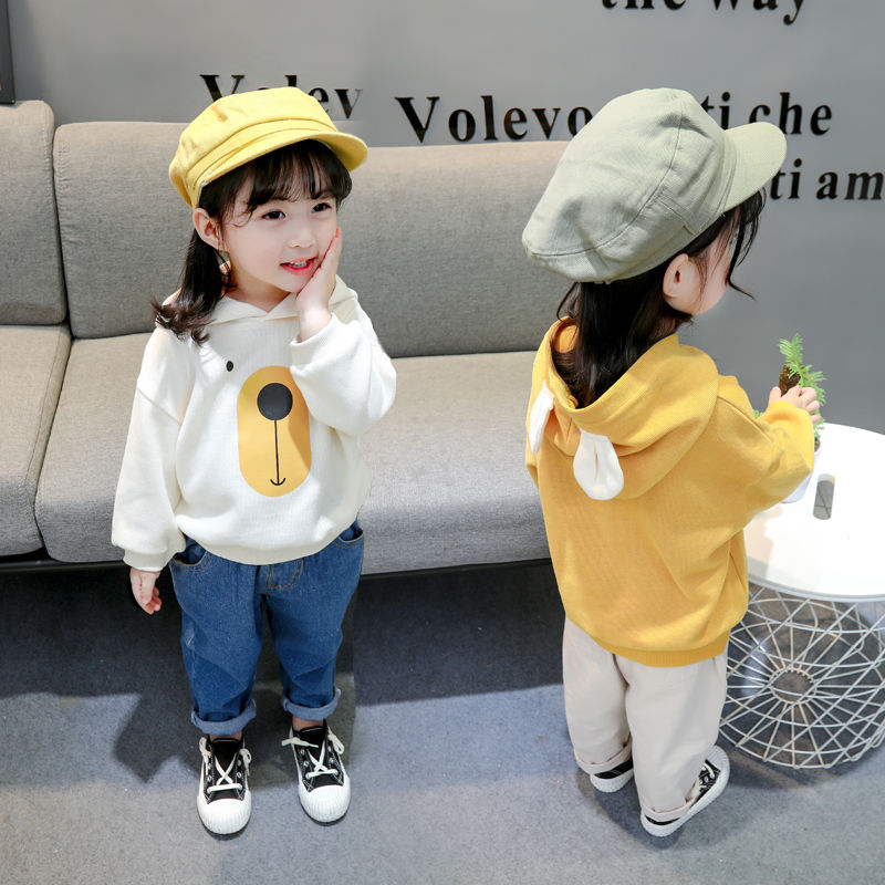 Girls and boys spring and autumn clothes 2020 new kids cute bear Hooded Sweater Baby Sweater trend