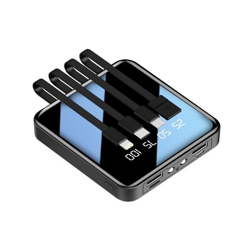 Genuine product comes with 4-wire shared power bank, 10000 Ma mobile power supply is compact and portable, so mobile phone is universal