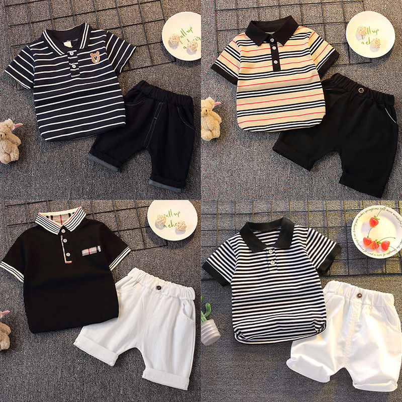 Children's wear boys and girls summer suit 1-5 years old Korean 2020 new short sleeve suit top + pants summer trend