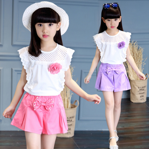 Children's wear girls summer suit 2020 new summer short sleeve middle and large children's fashion two piece children's sports set