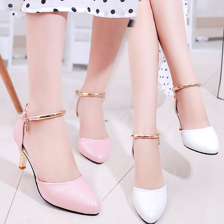 Temperament sandals 2020 new summer versatile pointed thin heel high heels women's Korean version of hollow single shoes sexy