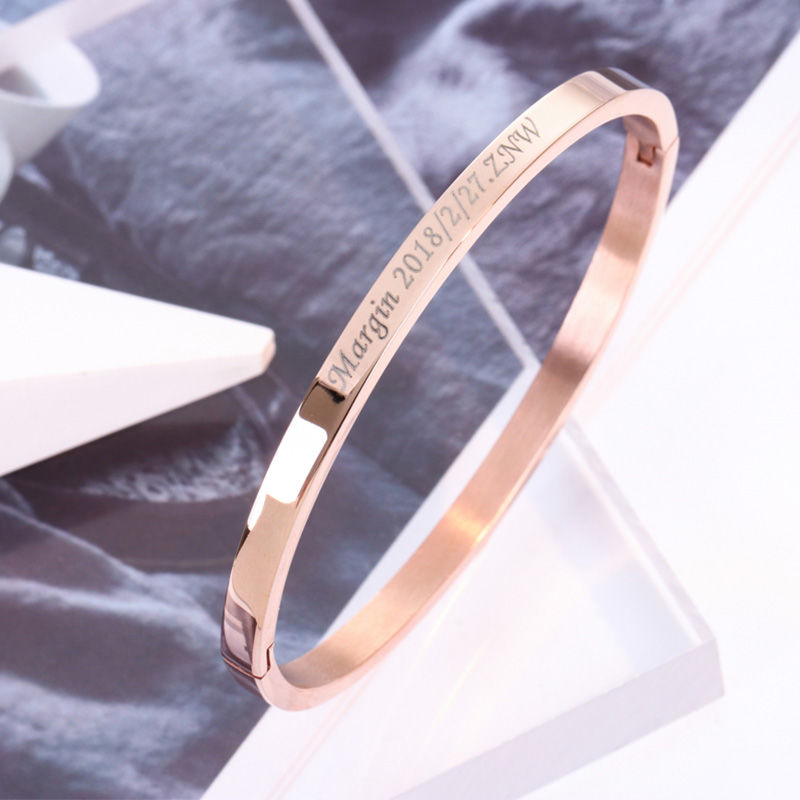 Custom Engraved Bracelet female rose boudoir sweetheart lovers titanium steel bracelet Korean version simple student Bracelet male jewelry