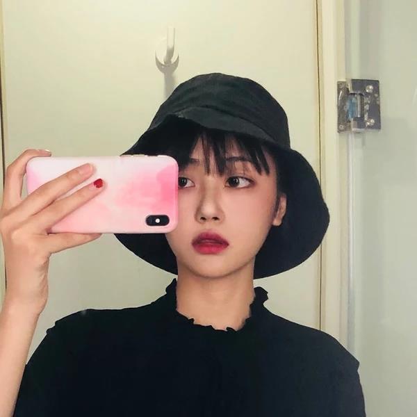 Pure color fisherman's hat, female double faced Japanese ins star Xiao Zhan's sun shading hat fashion