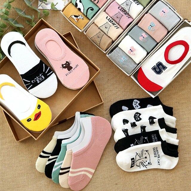 New product momentum [3-10 pairs] socks children's Korean socks autumn antiskid women's boat socks shallow mouth invisible socks