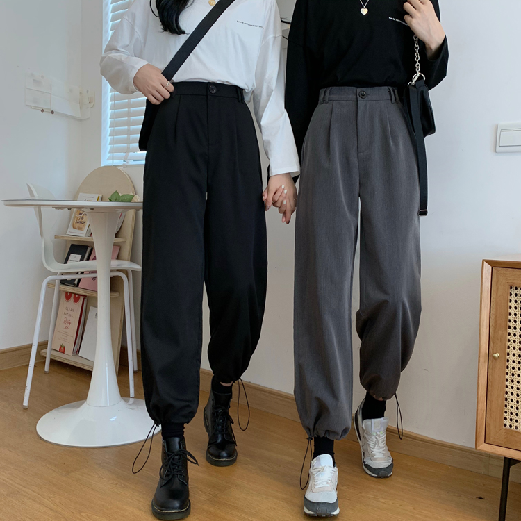 Real action ~ relaxed concave shape ~ thin high waisted casual trousers pants pants women's loose Leggings summer 2020