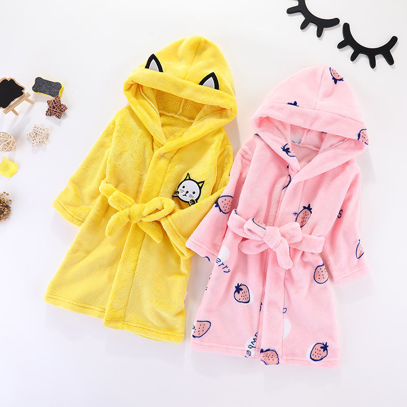 Autumn / winter 2020 children's flannel bathrobe children's bath towel baby boys' pajamas boys' and girls' nightgowns home clothes