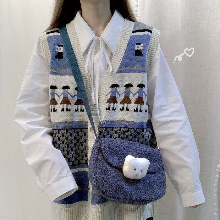 Autumn and winter new college style sleeveless knitted sweater vest for female students