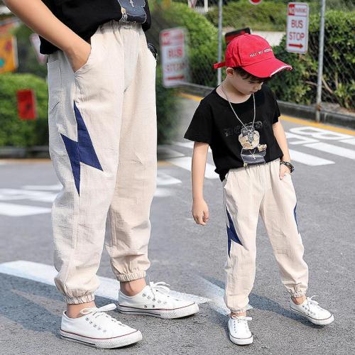 Boys' thin Pants: Cotton hemp Capris in summer 2020 children's casual pants