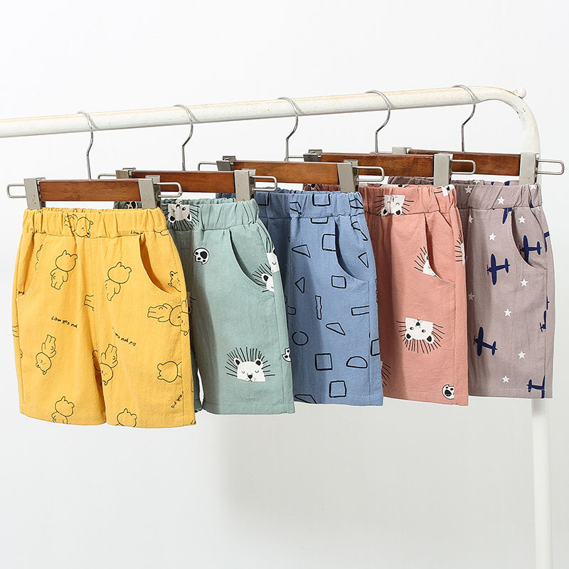 Boys' shorts summer thin Capris children's loose girls' shorts cotton printed pants casual wear