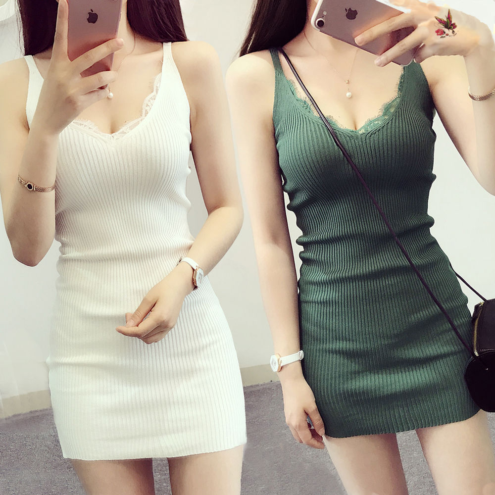WAISTCOAT DRESS shows thin summer suspender skirt women sexy nightclub slim elastic bottomed skirt medium length Hip Wrap Dress