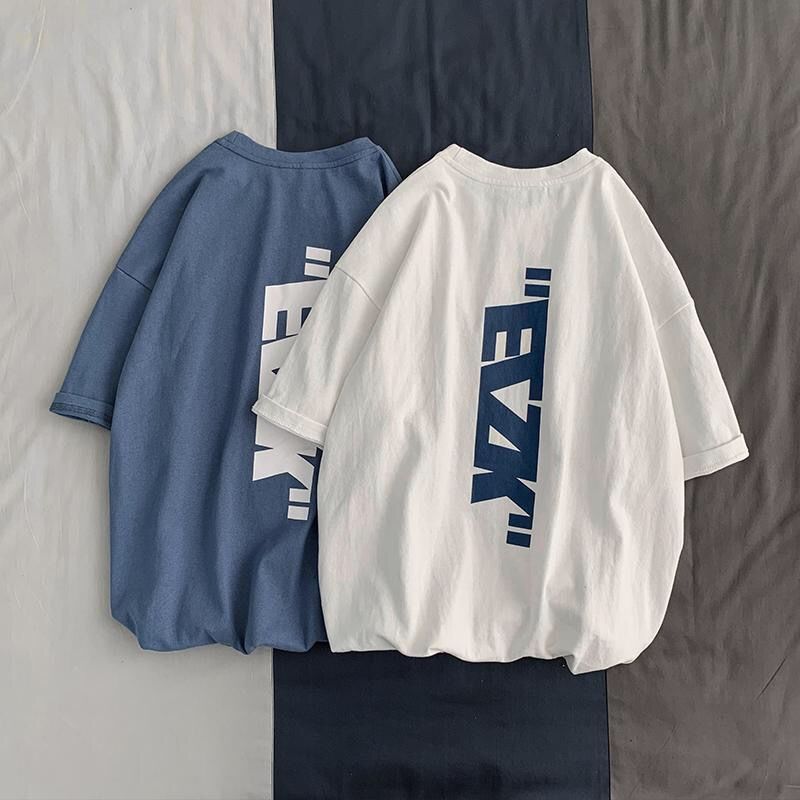 Hong Kong Style ins youth t-shirt men's short sleeve clothes men's fashion trend loose bottomed shirt students' half sleeves in spring and summer