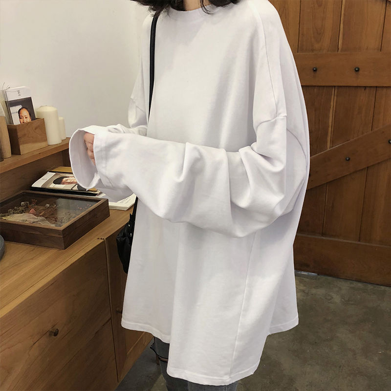 Plush long sleeve T-shirt for women in autumn and winter with white bottomed shirt
