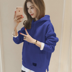 250g autumn / winter 2020 medium length loose hooded Plush women's coat fake two tops