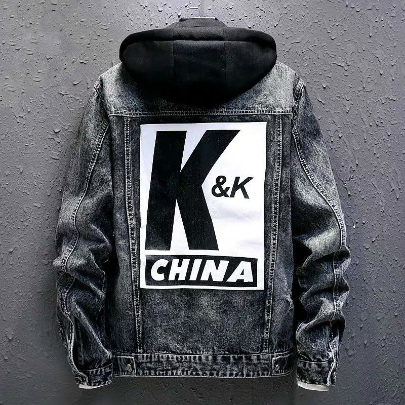 Hooded denim jacket men's spring and Autumn New Korean version trend loose and handsome student spring and autumn Baseball Jacket