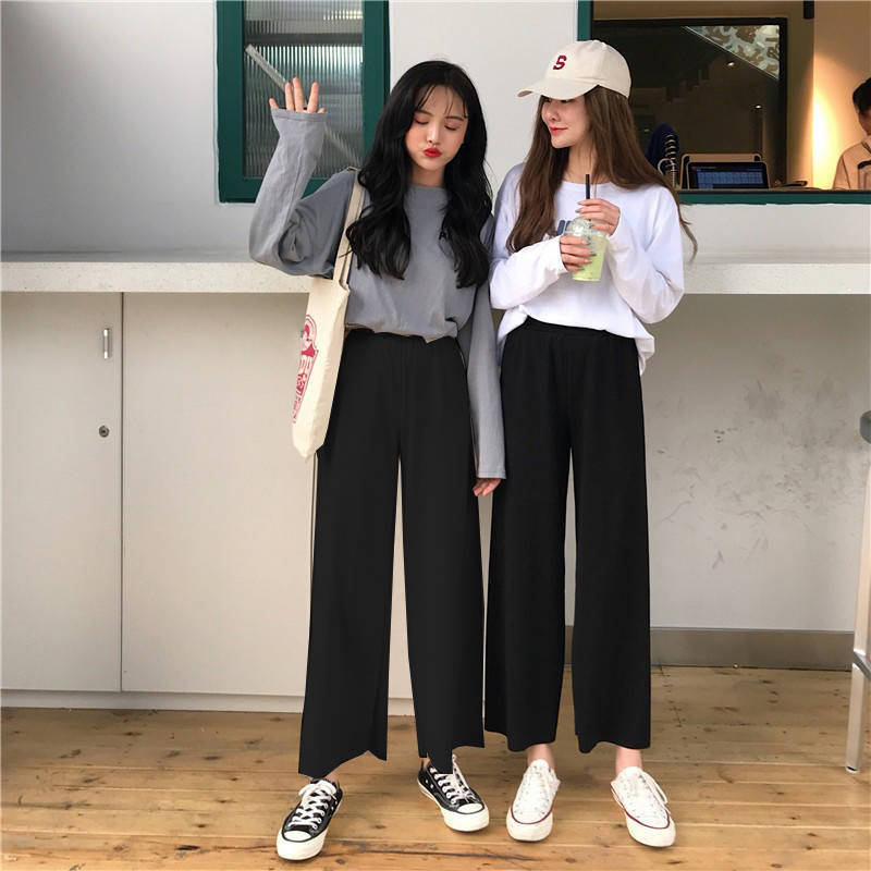 Autumn new fall feeling wide leg pants Korean female students loose and thin