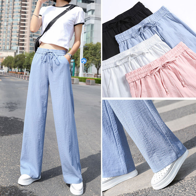 2020 wide leg pants women's spring and summer high waist new slim casual straight tube drop feeling pants children's Korean version loose
