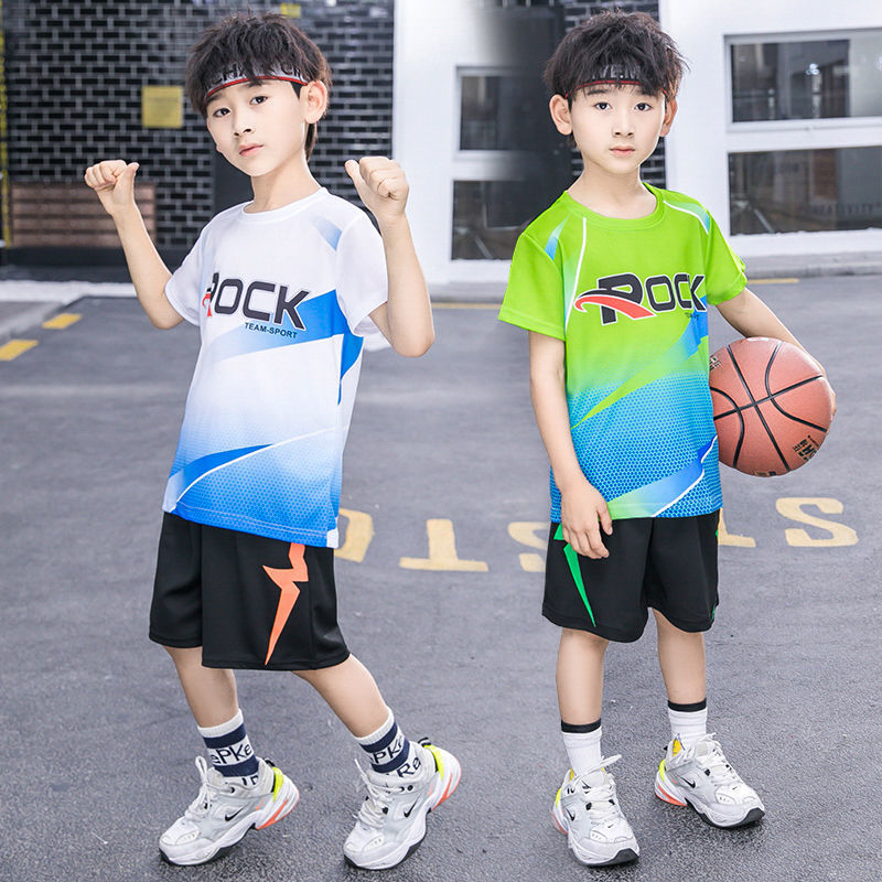 Children's wear boys' suit summer two piece set short sleeve quick drying ball wear medium and large children's football suit children's basketball wear sportswear
