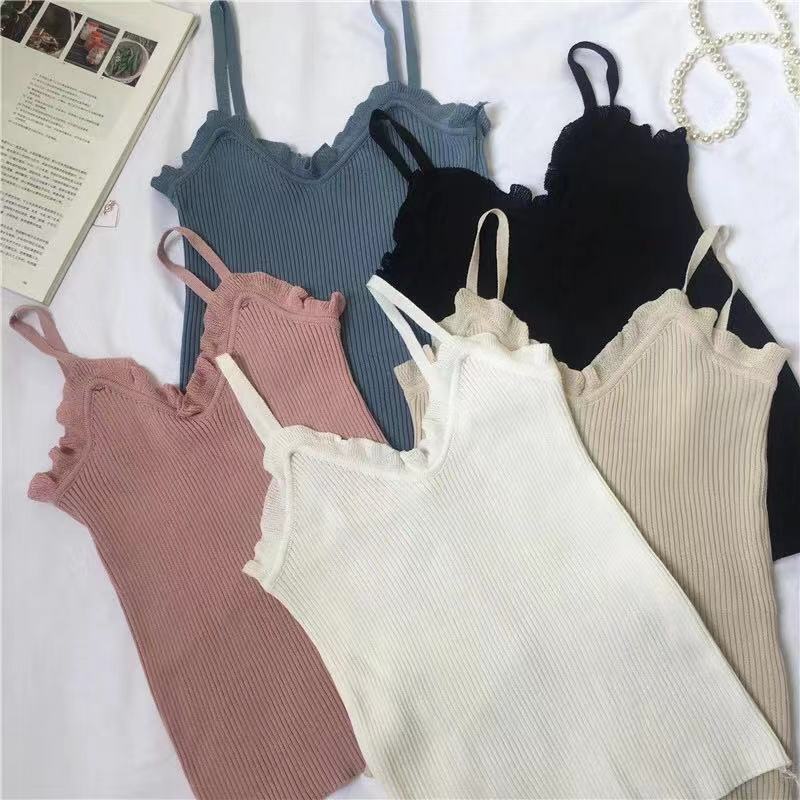 Suspender vest for female students in summer new style outer wear and chic knitted suspender small fresh bottom coat