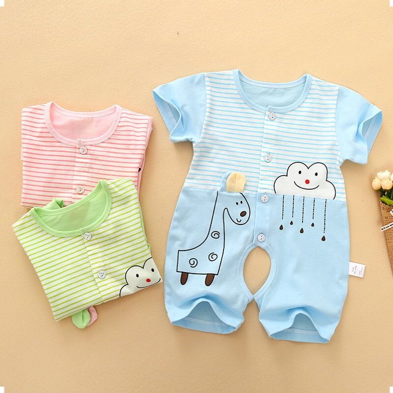 BABY BODYSUIT short sleeve open file female baby summer dress men's summer thin baby 0-16 months Romper
